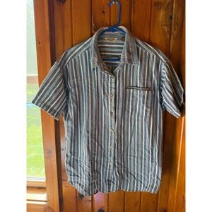 Northwest Blue XL‎ Striped Button Down Short Sleeve Shirt Casual